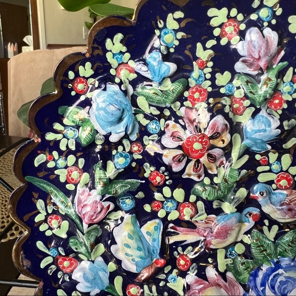 Vintage Persian Hand Painted Enamel on Copper Hanging Dish - Picture 14 of 14